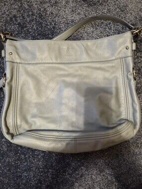 Coach Leather Zoe Bag In Light/glacier Blue